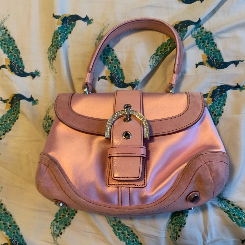 Coach satin pink evening bag